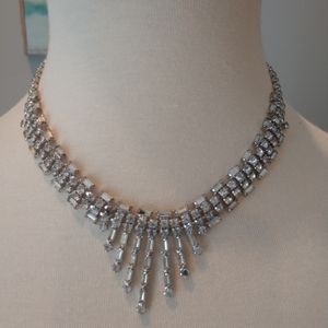 Vintage- Quality Clear Rhinestone Necklace signed by Hattie Carnegie- Art Deco